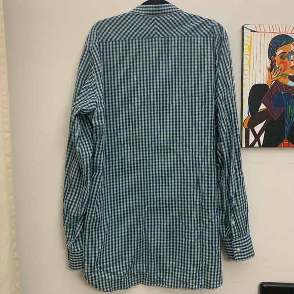 Billy Reid Spring/Summer Blue/Green Plaid Shirt - Picture 5 of 5